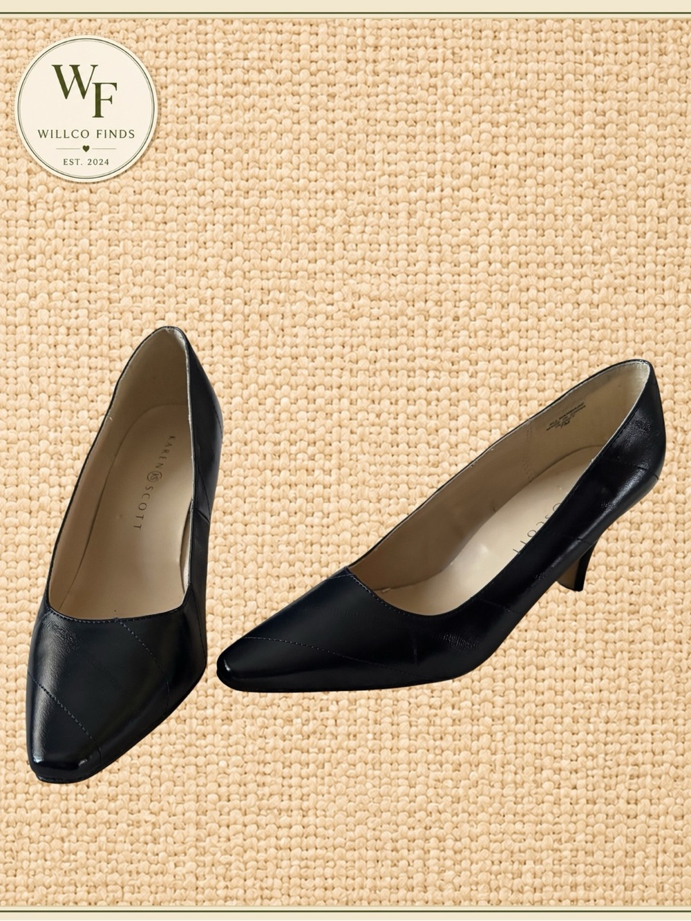 Karen Scott Navy Pointed-Toe Low Heel Women Pumps Size 7
